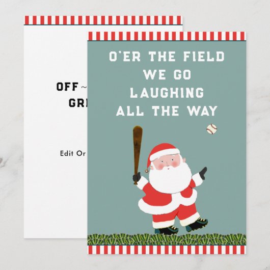 Grappige honkbal kerst vakantie kaarten (Voorkant / Achterkant)