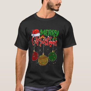 Grappige Honkbal Ornamenten Ballen Kerstboom Licht T-shirt