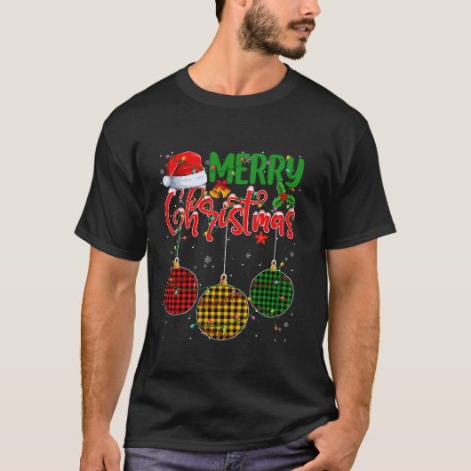 Grappige Honkbal Ornamenten Ballen Kerstboom Licht T-shirt (Voorkant)