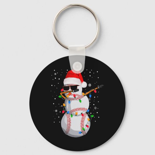 Grappige honkbal Santa hoed Dabbing Kerstmis Pyjam Sleutelhanger (Voorkant)