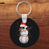 Grappige honkbal Santa hoed Dabbing Kerstmis Pyjam Sleutelhanger (Voorkant)