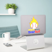 Grappige honkbalbal & knuppel, Fan Sticker (Laptop op bureau)