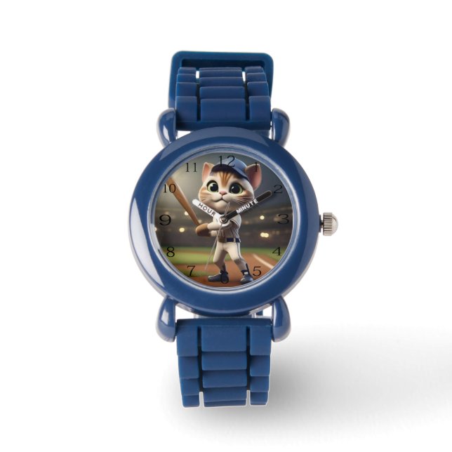 Grappige honkbalkat, horloge (Voorkant)