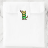 Grappige honkbalkat ronde sticker (Tas)