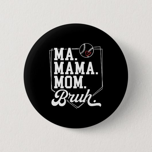 Grappige honkbalmoeder bruh met teamnaam en nummer ronde button 5,7 cm (Voorkant)