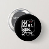 Grappige honkbalmoeder bruh met teamnaam en nummer ronde button 5,7 cm (Voorkant /achterkant)