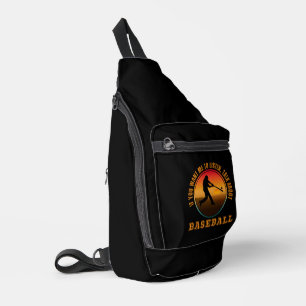Grappige honkbaltzin vintage silhouet speler sling bag
