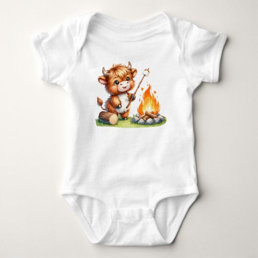 Grappige Hoogland Koe Cute Camping Romper (Voorkant)