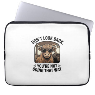 Grappige Hoogland Koe Niet Omkijken Retro Laptop Sleeve