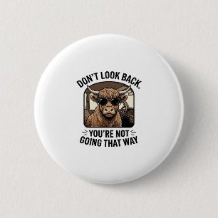 Grappige Hoogland Koe Niet Omkijken Retro Ronde Button 5,7 Cm