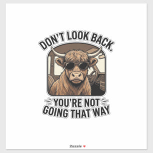 Grappige Hoogland Koe Niet Omkijken Retro Sticker