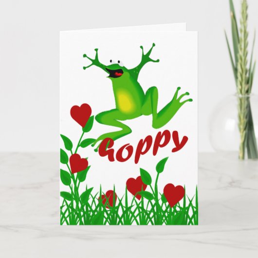 Grappige Hoppy Valentijn Frog Groet Feestdagen Kaart (Voorkant)