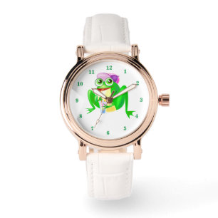 Grappige horloge met gelukkige feestkikker