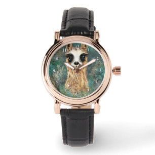 Grappige horloge met nieuwsgierige lama