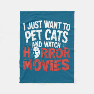 Grappige horlogehorrorfilmfan - Halloween-kattenli Fleece Deken