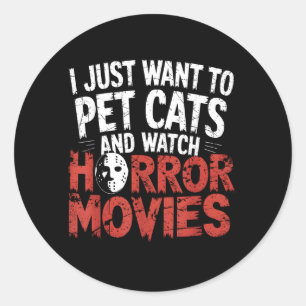 Grappige horlogehorrorfilmfan - Halloween kattenli Ronde Sticker