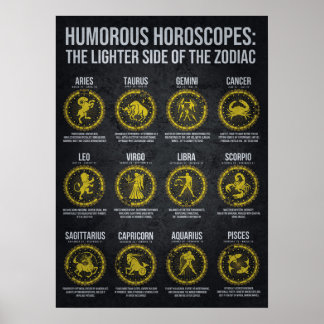Grappige Horoscopen, Grappige Zodiac Teken Humor Poster