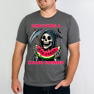Grappige Horror Doodgraver Watermeloen Summerween T-shirt