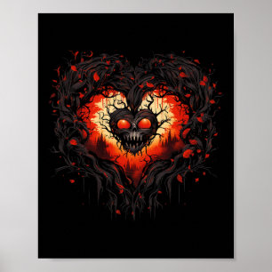 Grappige Horror Ghost Red Heart Schedel Creepy Hal Poster