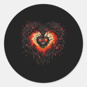 Grappige Horror Ghost Red Heart Schedel Creepy Hal Ronde Sticker (Voorkant)