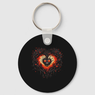 Grappige Horror Ghost Red Heart Schedel Creepy Hal Sleutelhanger