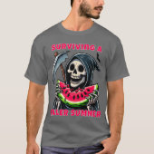 Grappige Horror Grim Reaper Watermelon Summerween T-shirt (Voorkant)