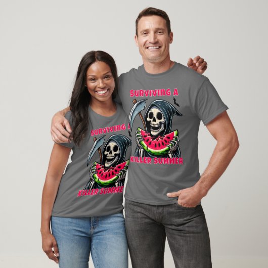 Grappige Horror Grim Reaper Watermelon Summerween T-shirt (Unisex)