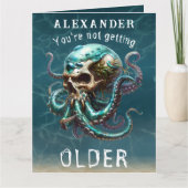 Grappige horror thema Kraken Skull voor hem verjaa Kaart (Voorkant)