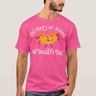 Grappige Hot Dog 100 Dagen van School Hot Diggety  T-shirt