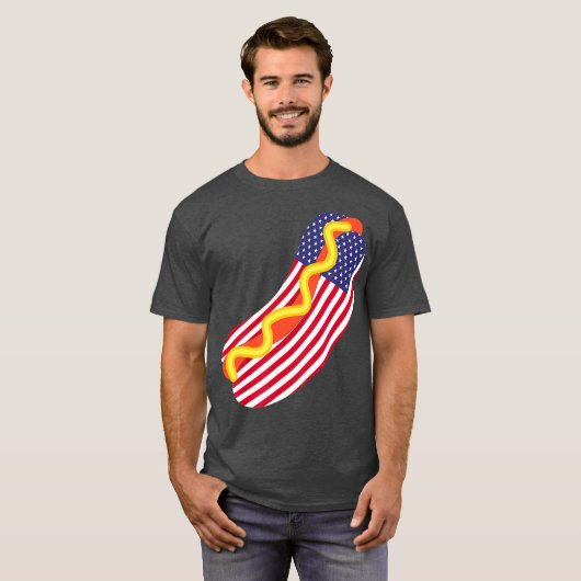 Grappige Hot Dog 4 juli USA Patriottische Hot Dog T-shirt (Voorkant volledig)