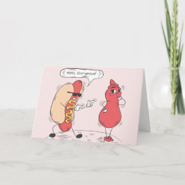 Grappige Hot Dog en Ketchup Verjaardag Kaart