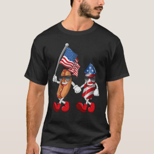 Grappige Hot Dog Firecracker 4 juli Merica Verenig T-shirt