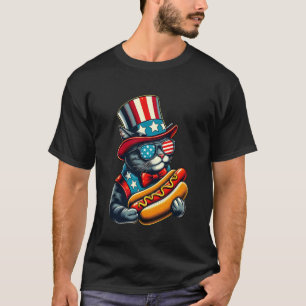 Grappige Hot Dog Kat HotDog 4 juli T-shirt