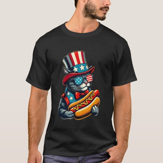 Grappige Hot Dog Kat HotDog 4 juli T-shirt (Voorkant)