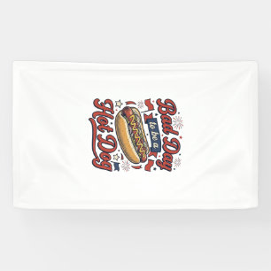 Grappige Hot Dog Vintage Patriottische Voedsel Shi Spandoek