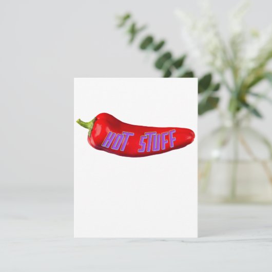 Grappige Hot Stuff Red Chili Pepper Feestdagenkaart (Staand voorkant)