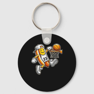 Grappige Hotdog Basketbal Dunk Sport Court Atletis Sleutelhanger