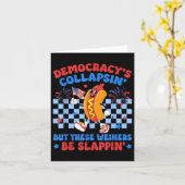 Grappige hotdog Democracys stort in op 4 juli Prot Kaart (Gele Bloem)