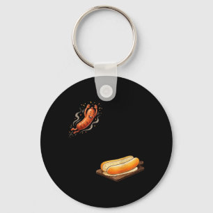 Grappige Hotdog Die In Broodje Worst BBQ Springt Sleutelhanger