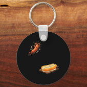 Grappige Hotdog Die In Broodje Worst BBQ Springt Sleutelhanger (Voorkant)