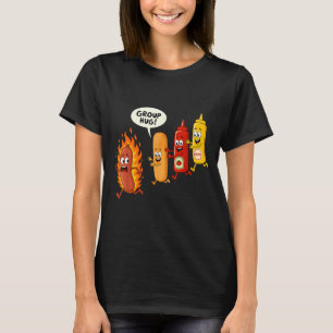 Grappige Hotdog Groepsknuffel Worst Hot Dog Broodj T-shirt