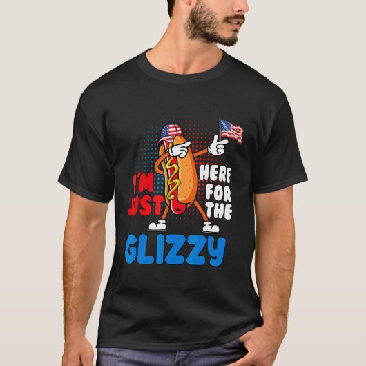 Grappige hotdog ik ben hier voor de glanzende 4e v t-shirt (Voorkant)