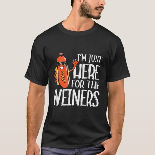 Grappige hotdog Ik ben hier voor de Wieners Sausag T-shirt (Voorkant)