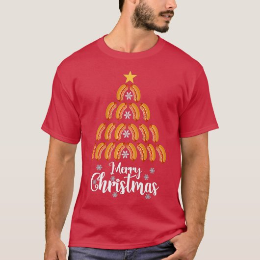 grappige hotdog kerstboom voor hotdogs t-shirt (Voorkant)