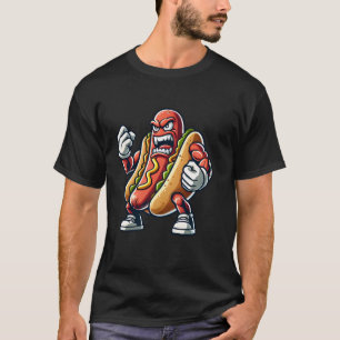 Grappige hotdog sandwich Angry Happy Halloween Man T-shirt