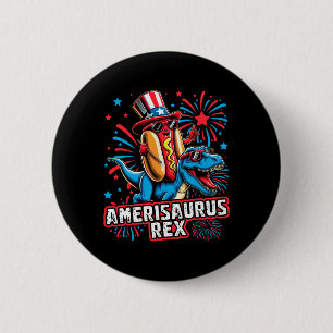 Grappige hotdog t rex dinosaurus 4 juli Amerisauru Ronde Button 5,7 Cm