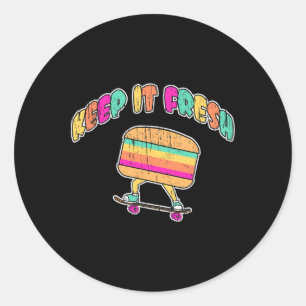 Grappige Houd Het Fris Skateboard Burger Retro Vin Ronde Sticker