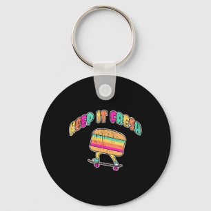 Grappige Houd Het Fris Skateboard Burger Retro Vin Sleutelhanger