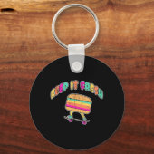 Grappige Houd Het Fris Skateboard Burger Retro Vin Sleutelhanger (Voorkant)