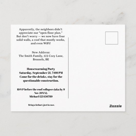 Grappige housewarming party uitnodiging verhuizen (Achterkant)